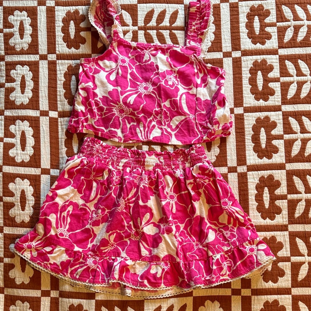 GAP Kids - Floral Pink and White Two-Piece Set